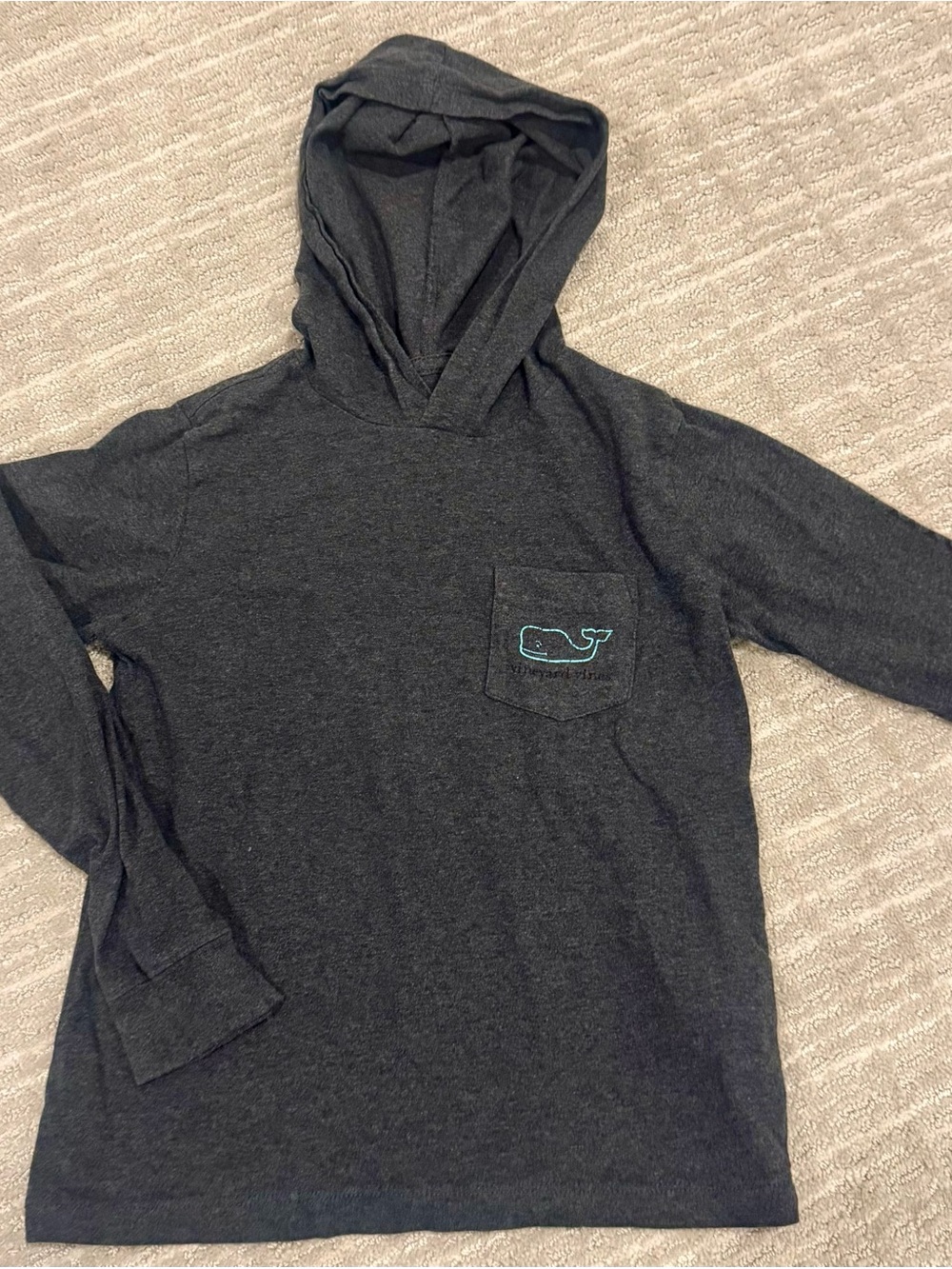 Vineyard Vines Boys Dark Gray Long -Sleeve Shirt with Hood (Size 6)